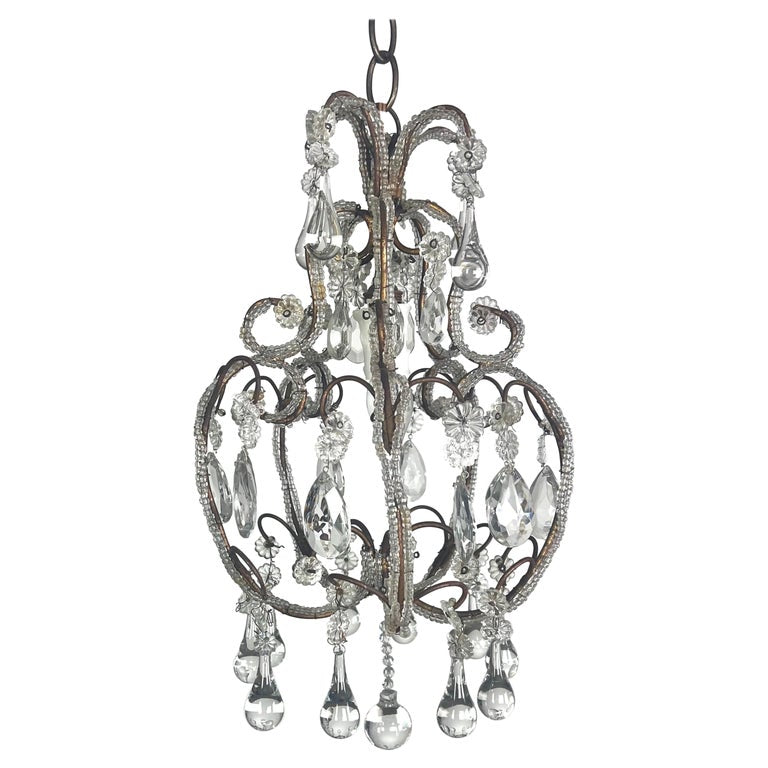 French Crystal Beaded Chandelier C. 1930's