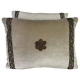 Pair of Metallic Appliqued Velvet Pillows by MLA