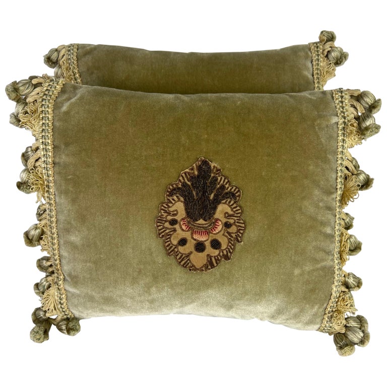 Pair of Appliqued Velvet Pillows by MLA