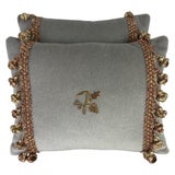 Pair of Custom Velvet Appliqued Pillows by MLA