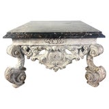 Monumental Painted Rococo Style Coffee Table w/ Marble Top