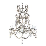 Hand Crafted Six Arm Painted Wood & Iron Chandelier by MLA