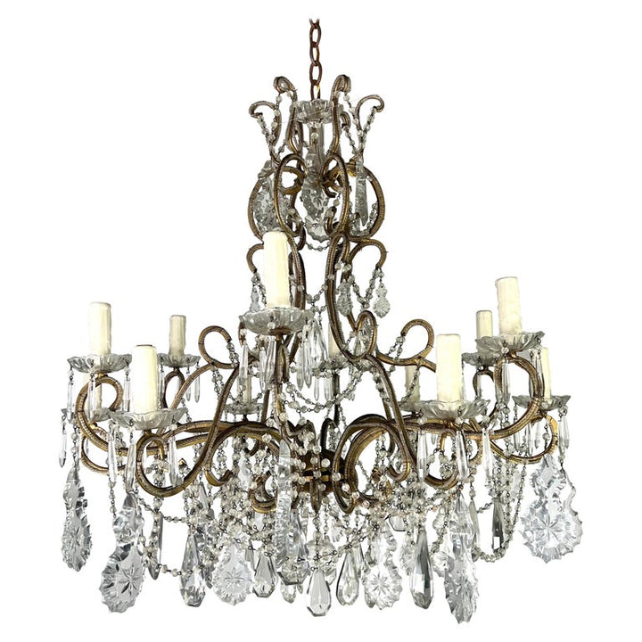 Monumental Italian Crystal Beaded Chandelier C. 1930's