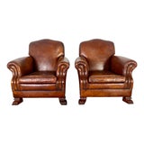 Pair of Leather Upholstered Club Chairs