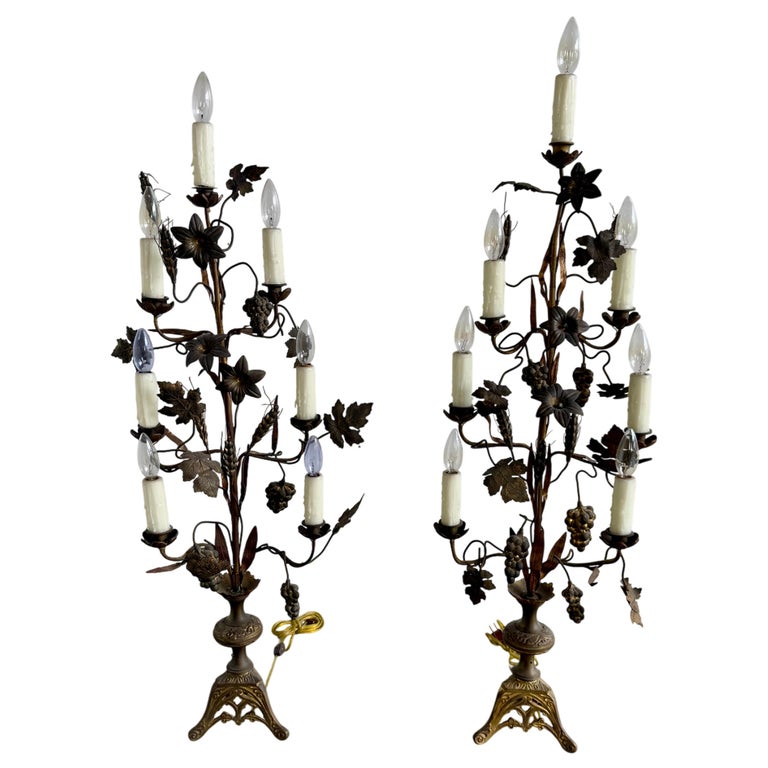 Pair of 19th C. Italian Brass Candelabras