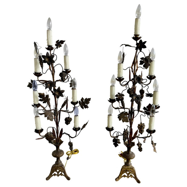 Pair of 19th C. Italian Brass Candelabras