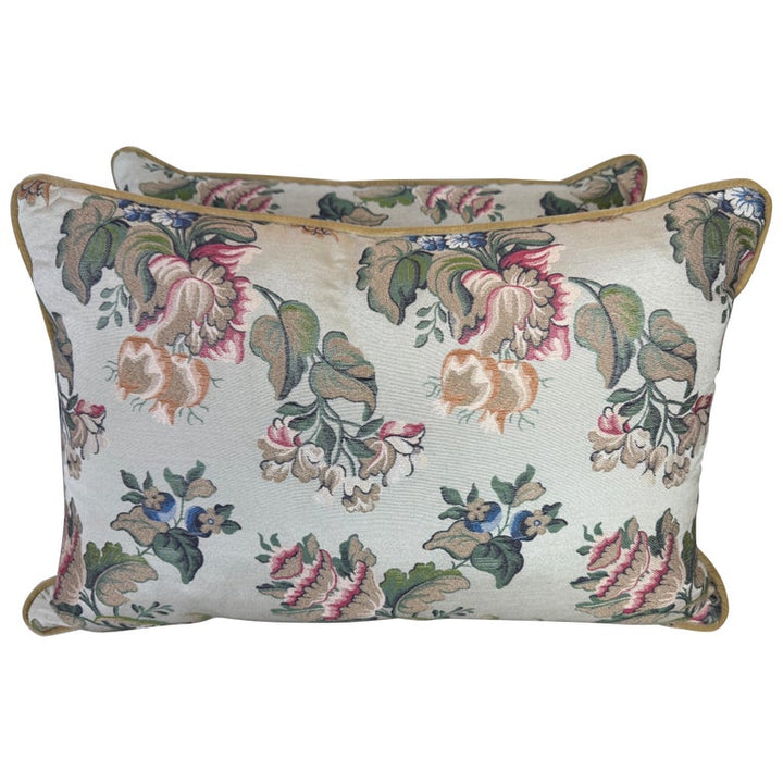 Pair of Vintage-Inspired Floral Brocade Pillows