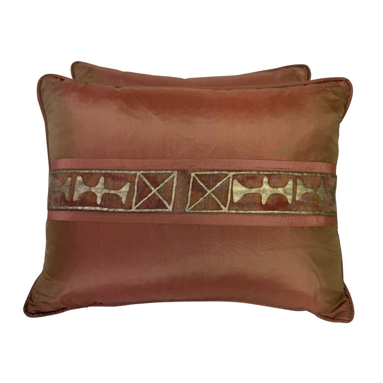 Pair of Petite Rust Fortuny Pillows