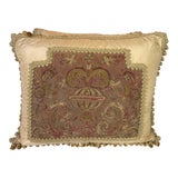 Pair of Antique Embroidered Textile Pillows by Melissa Levinson