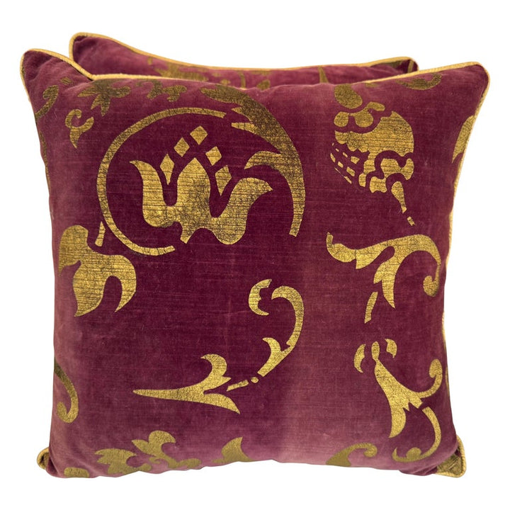 Pair of Stenciled Velvet Nomi Textile Pillows