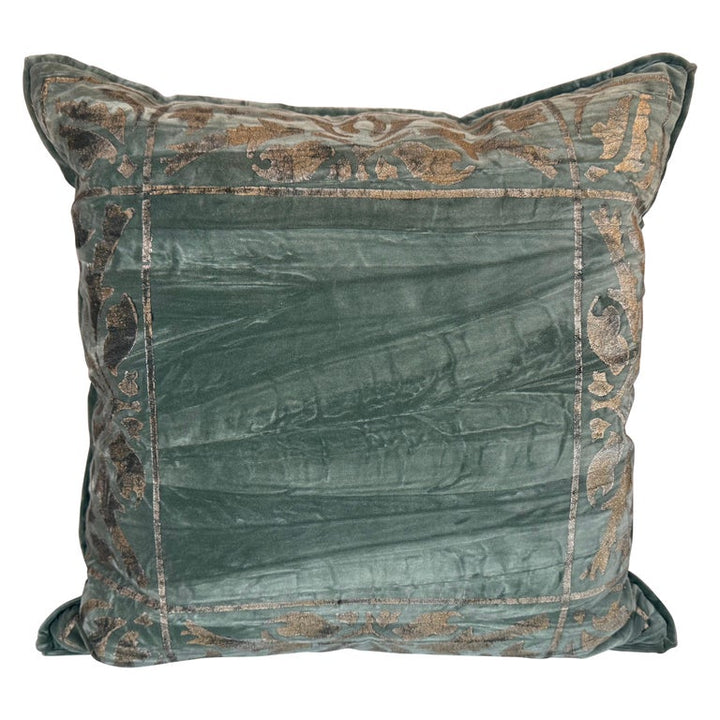 Stenciled Nomi Blue Velvet Pillow