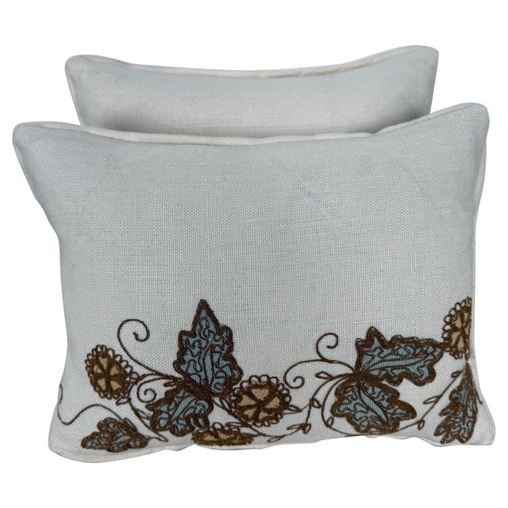 Pair of Linen Embroidered Pillows