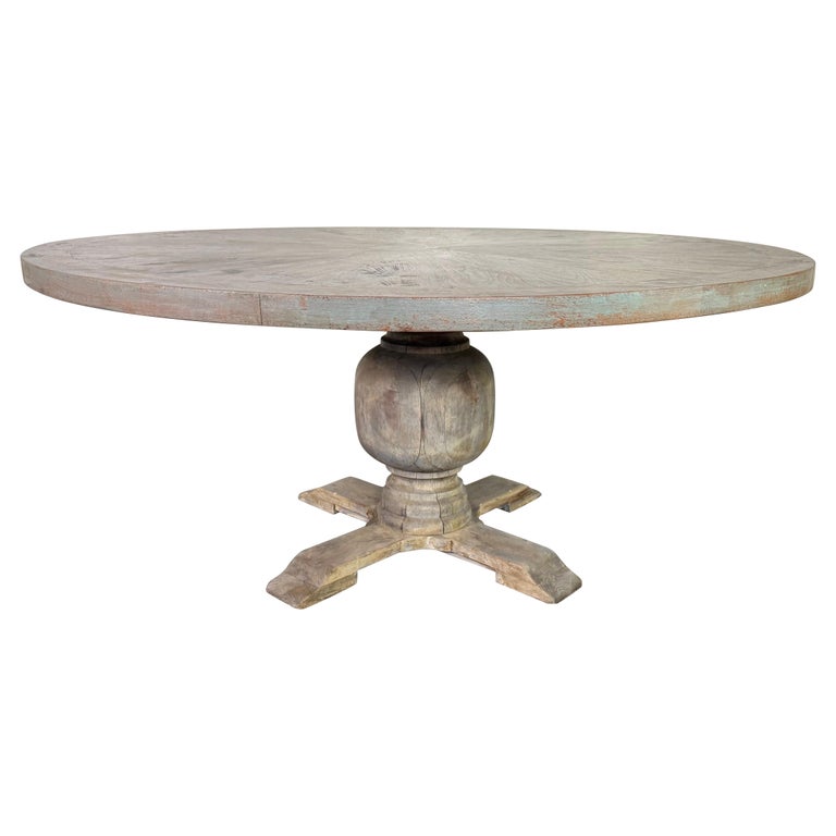 Rustic Painted Pedestal Dining Table