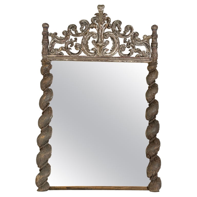 Italian Carved Silvered Mirror