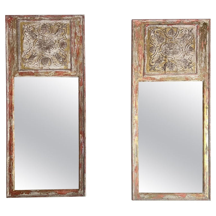 Pair of 19th C. Italian Painted & Gilt Mirrors