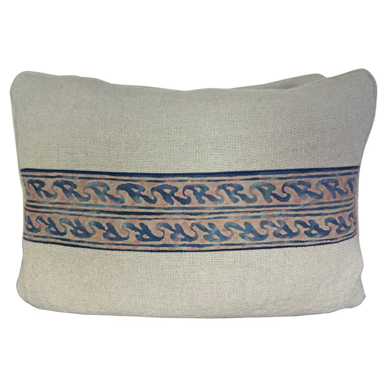 Pair of Petite Linen Pillows with Authentic Vintage Fortuny Stripe
