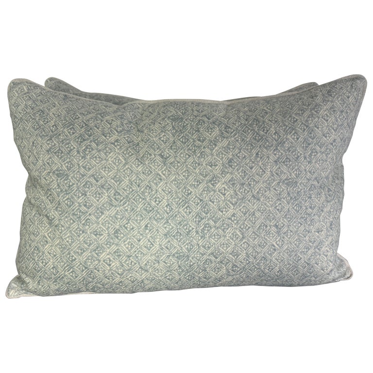 Pair of Contemporary Printed Linen Pillows with Belgian Linen Backs