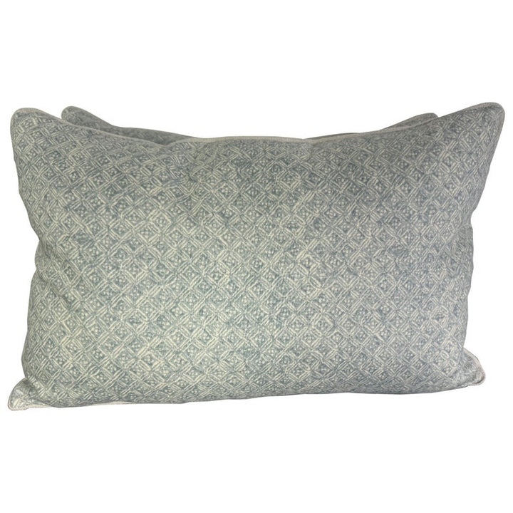 Pair of Contemporary Printed Linen Pillows with Belgian Linen Backs