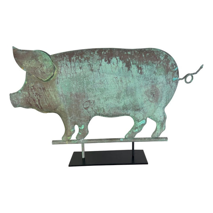 Antique Folk Art Pig Weathervane on Custom Mount