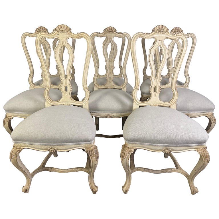 Set of Eight French Louis XV Style Dining Chairs