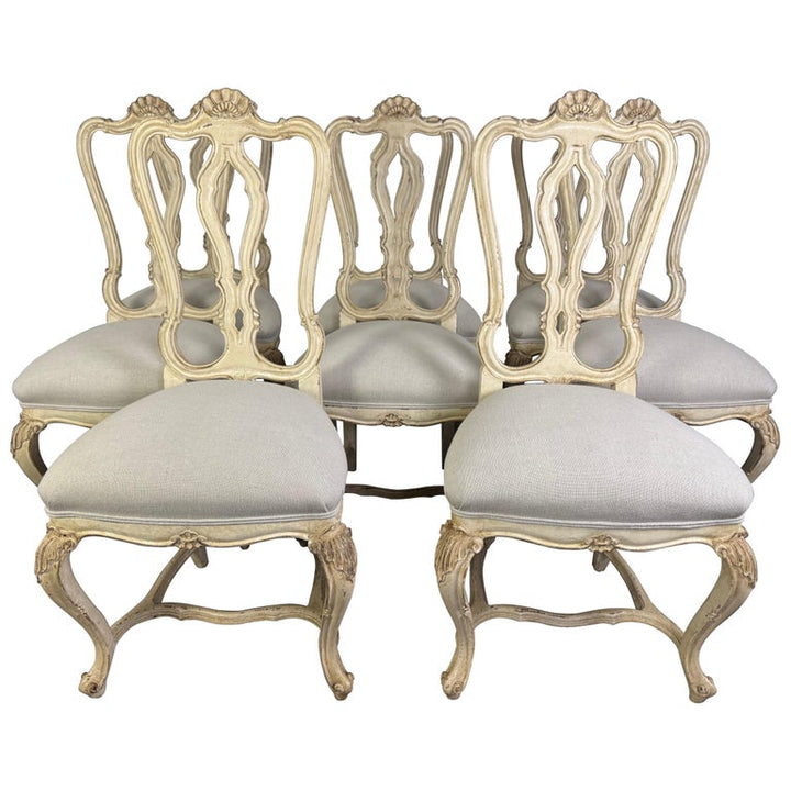 Set of Eight French Louis XV Style Dining Chairs