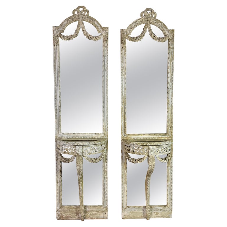 Pair of 19th C. French Louis XVI style Console Mirrors