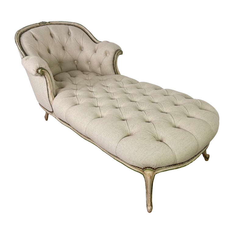 French Louis XV Style Tufted Chaise Lounge