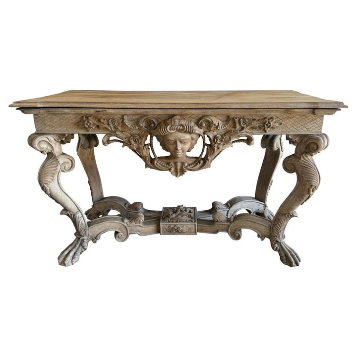 Italian Baroque Revival Carved Wood Console Table