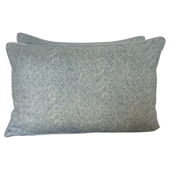 Pair of Custom Linen Pillows in Twigs Printed Fabric by Miamar Home
