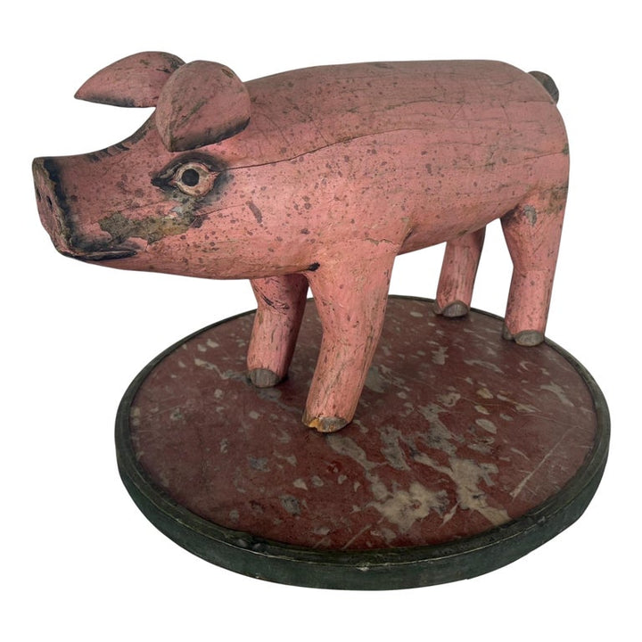 Folk Art Carved and Painted Pig