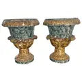 Pair of 19th Century Italian Polychrome Urns