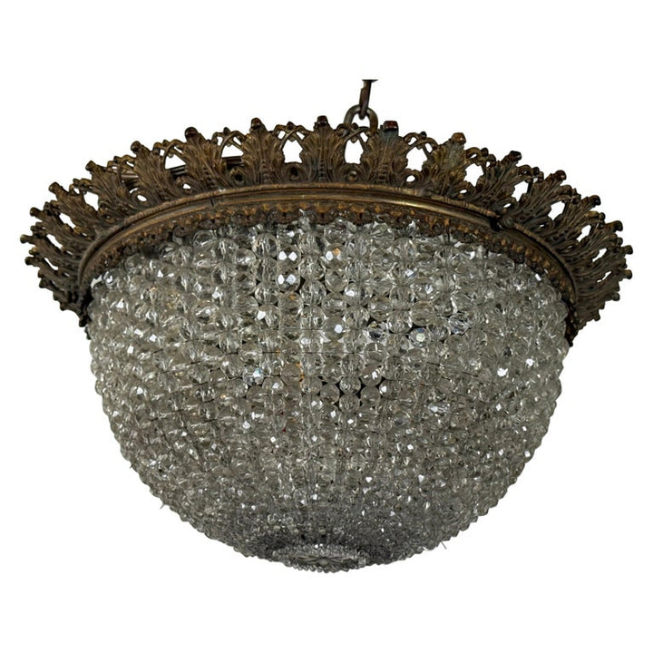 Early 20th Century Empire Style Crystal Basket Chandelier, France