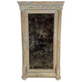 Large 19th Century French Neoclassical Trumeau Mirror with Aged Painted Finish