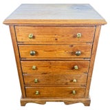 Early 20th-Century Pine Chest of Drawers with Original Brass Knobs
