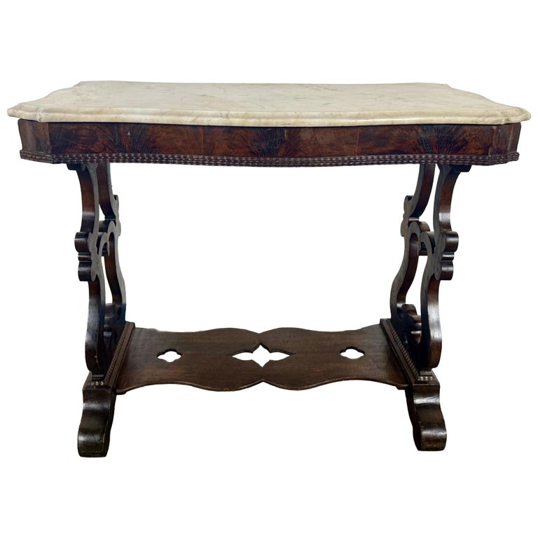 19th Century American Renaissance Revival Marble-Top Side Table