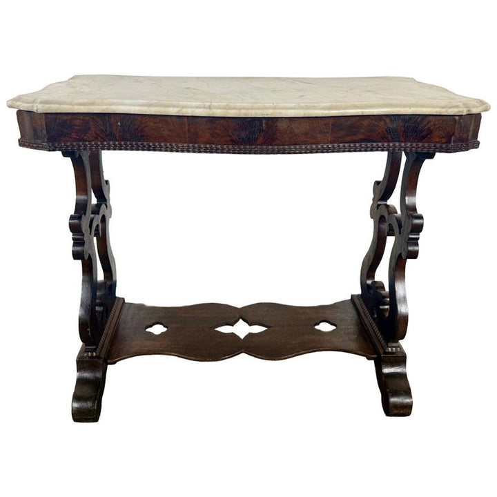19th Century American Renaissance Revival Marble-Top Side Table