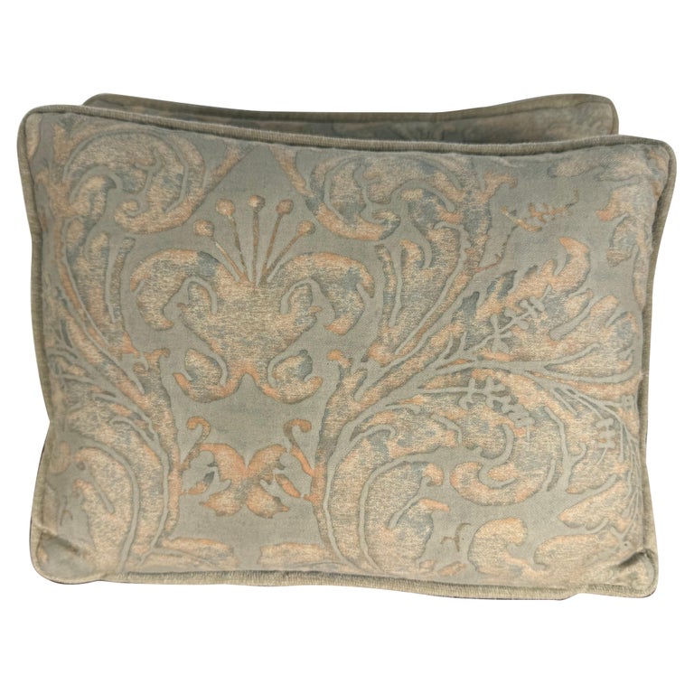 Pair of Petite Pillows by Mariano Fortuny, Cotton, Rococo Style, Italy