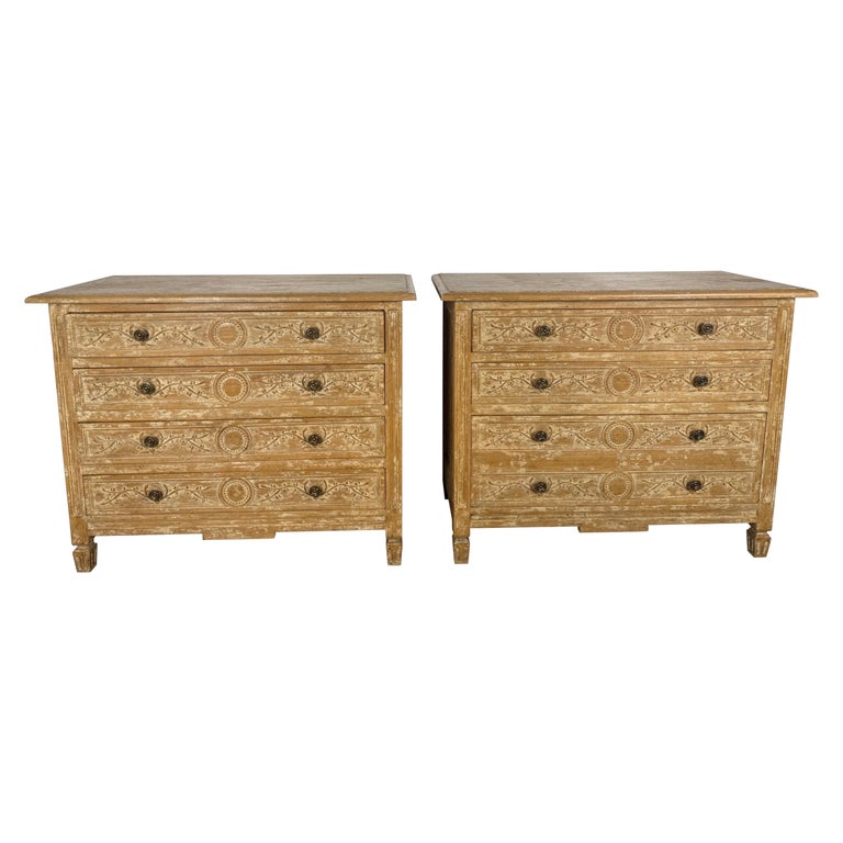Pair of Swedish Gustavian Painted Four-Drawer Chests of Drawers