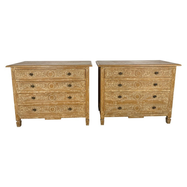 Pair of Swedish Gustavian Painted Four-Drawer Chests of Drawers
