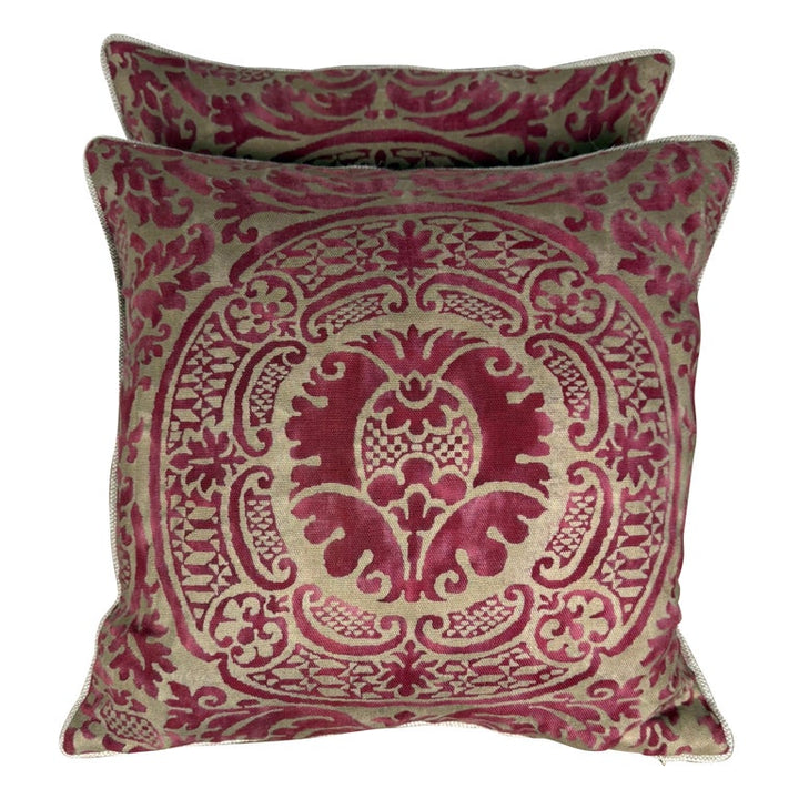 Pair of Exceptional Fortuny Textile Pillows from 1940s Italian Villa Draperies