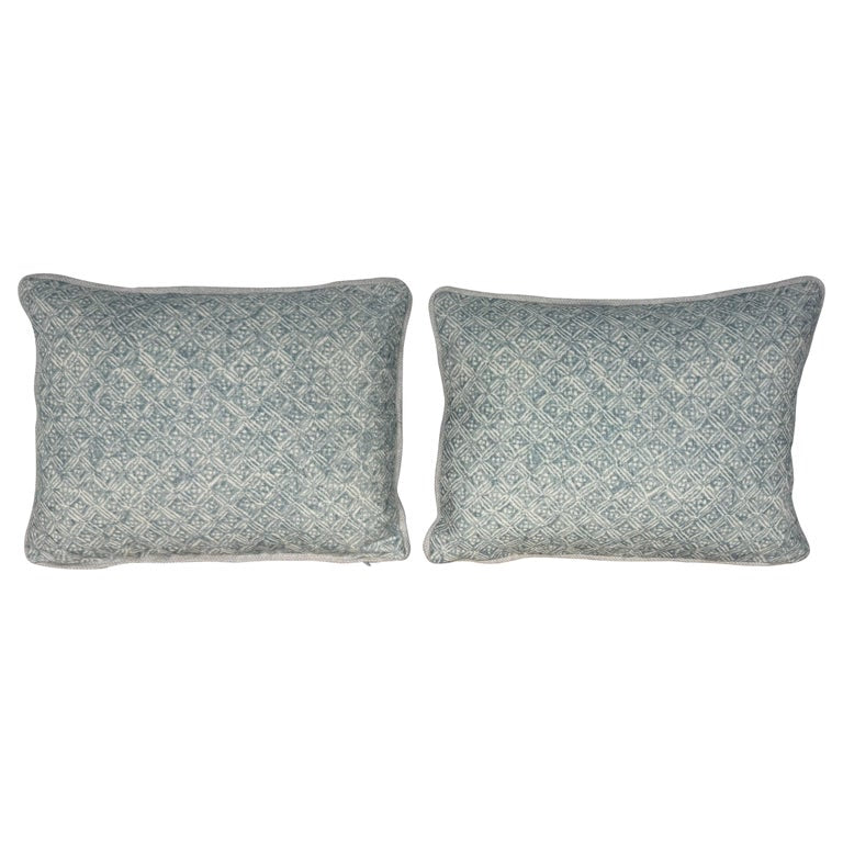 Petite Pair of Printed Linen Pillows with Belgian Linen Backs