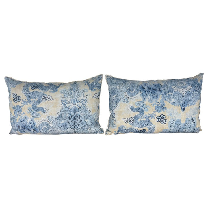 Pair of Dragon Printed linen Pillows