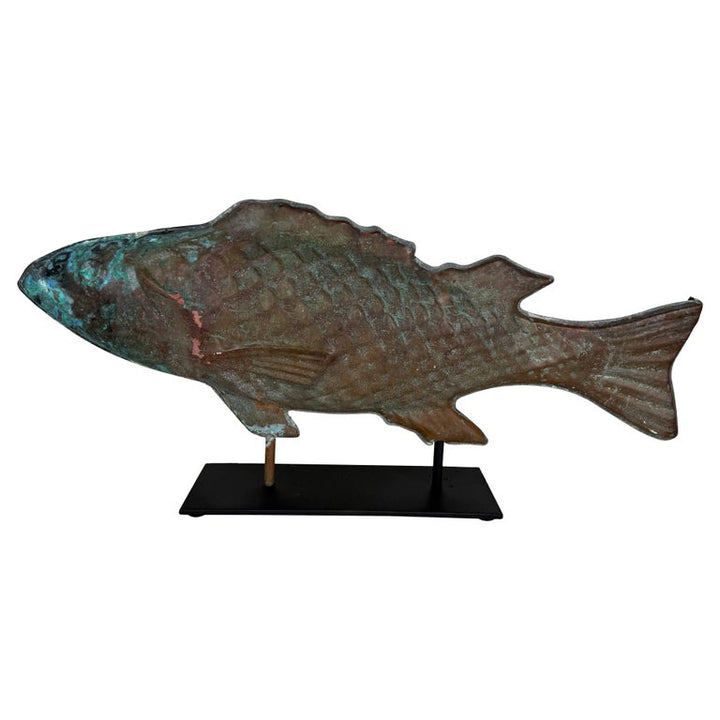 Antique Copper Fish on Iron Base