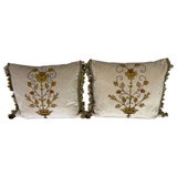 Pair of Pillows with 19th Century Hand-Applied Appliqués