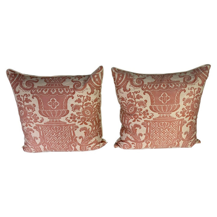 Pair of Fortuny Textile Pillows with Classical Urn Motif