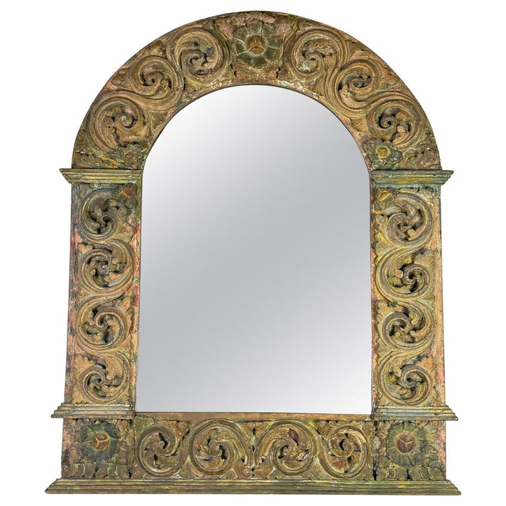 Antique Carved Giltwood Arch-Top Mirror, Continental Europe, 18th–century