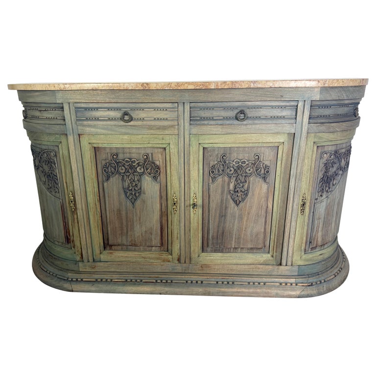 19th Century Italian Neoclassical Demilune Credenza with Marble Top