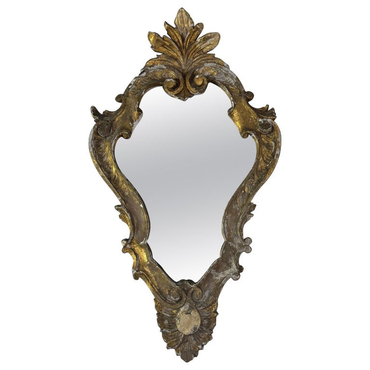 Antique Italian Rococo Giltwood Wall Mirror, Early 19th Century