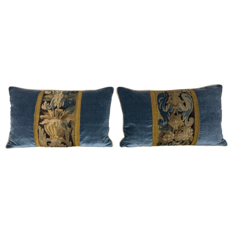 Pair of Pillows with 18th Century French Tapestry Panels by Melissa Levinson