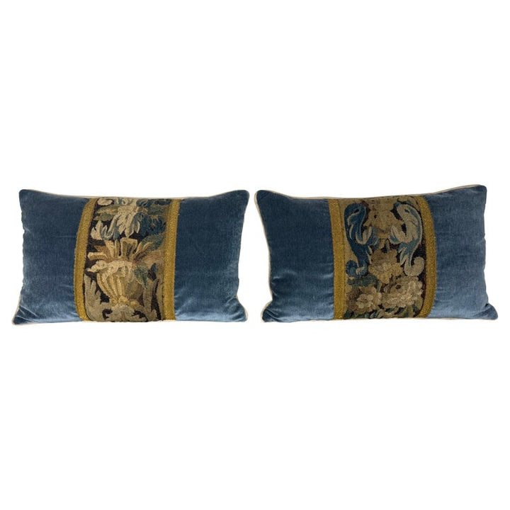 Pair of Pillows with 18th Century French Tapestry Panels by Melissa Levinson